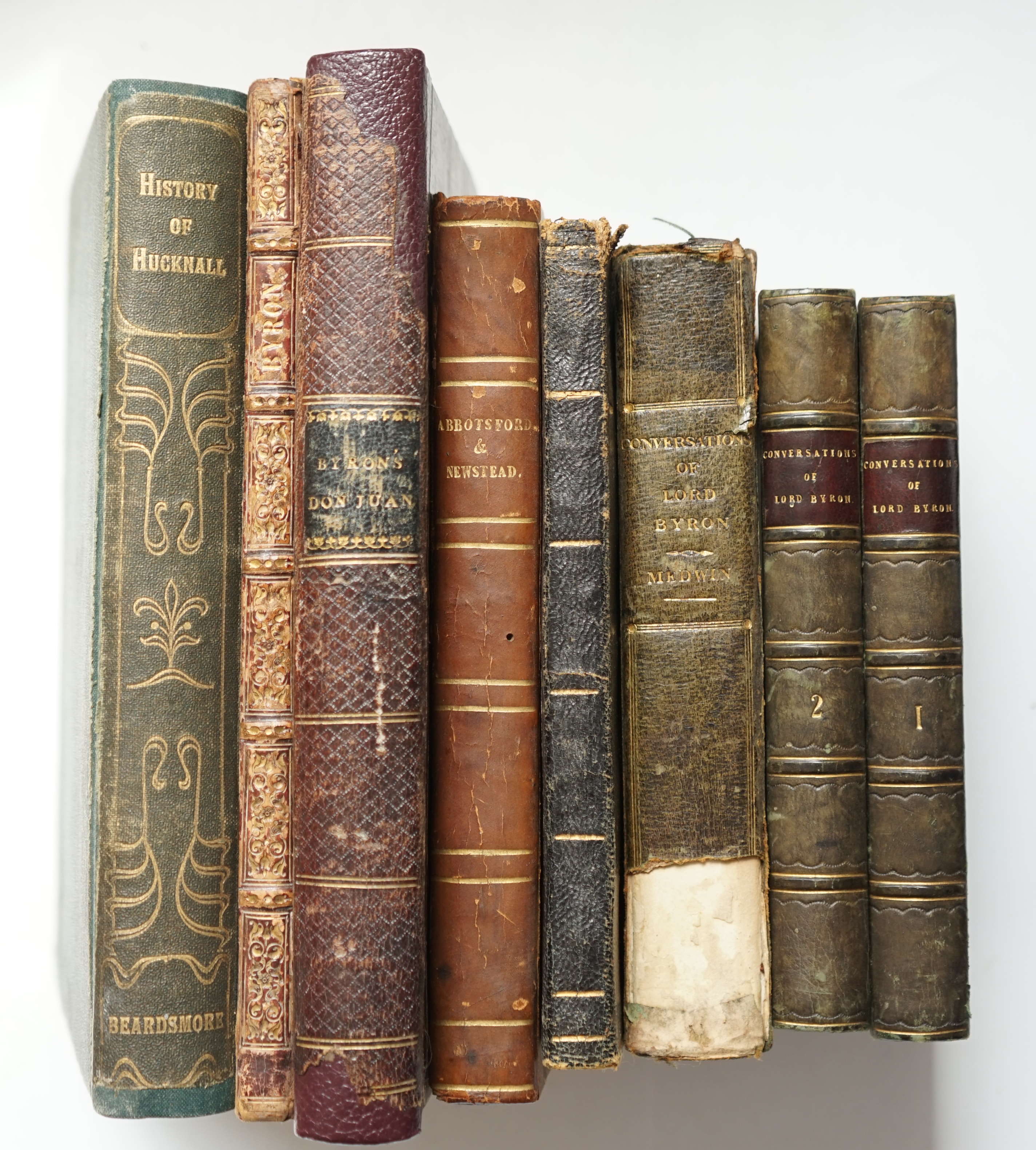 Medwin, Thomas - Conversations of Lord Byron noted During a Residence at Pisa, in the years 1821 and 1822, 2 vols, 12mo, half calf, Henry Colburn and Ruchard Bentley, London, 1830; another copy - 2 vols in 1, 8vo, half c